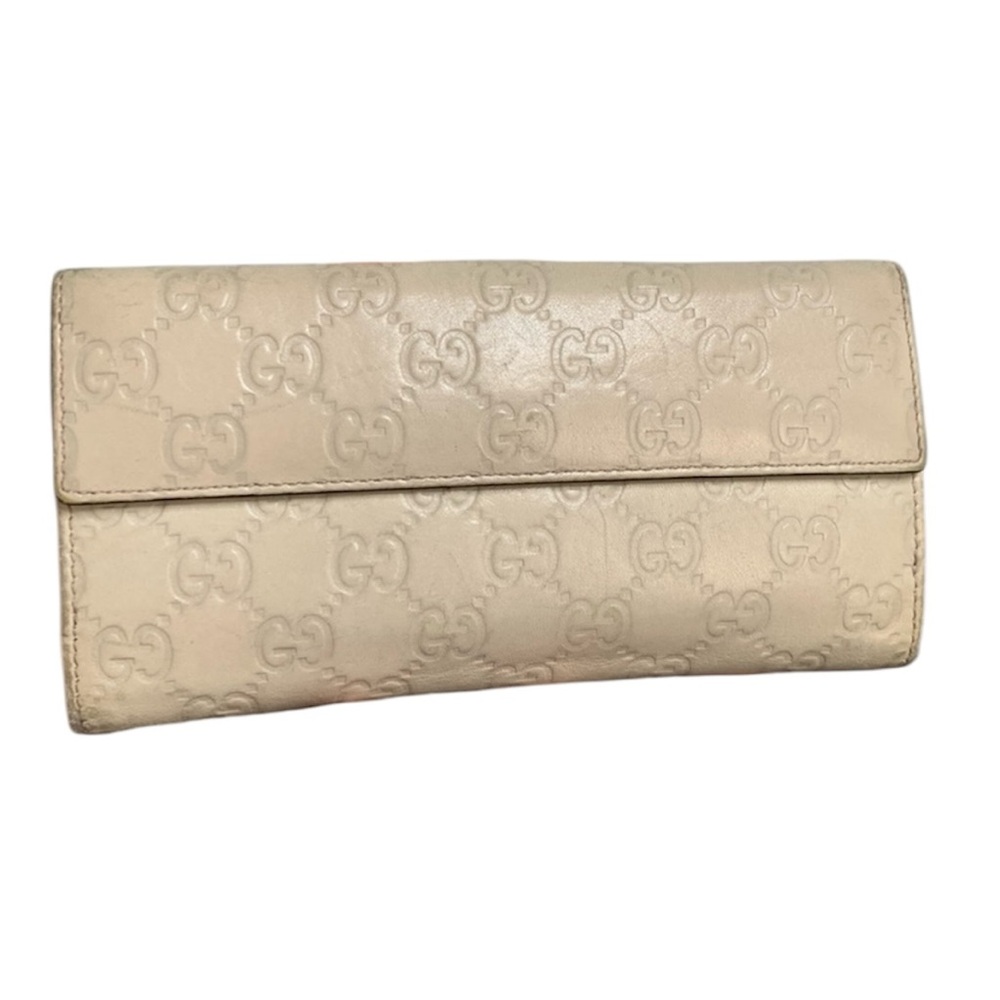 Gucci • Authentic GG Guccissima Cream Leather Bifold Long Wallet - Picture 2 of 10